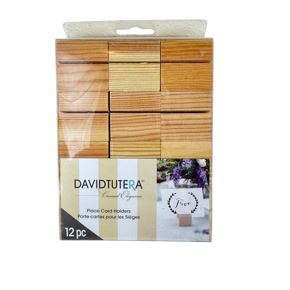David‎ Tutera New In Box Wooden Place Card Holders Rustic Minimal 12 Pieces